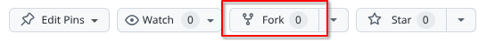 Screenshot of the button array in the top right corner of the Github interface with the fork button highlighted.