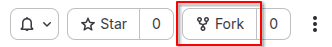Screenshot of the button array in the top right corner of the Gitlab interface with the fork button highlighted.